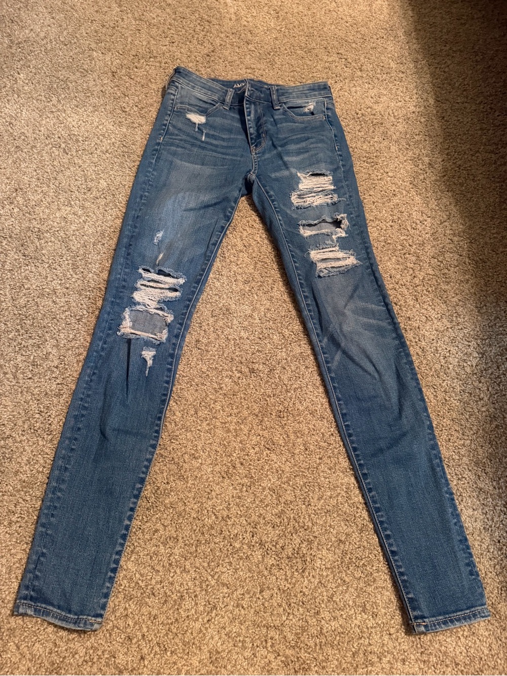 Women's American Eagle Distressed Skinny Jeans- Super Stretch